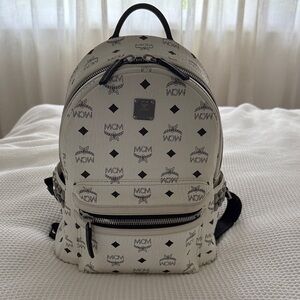 MCM White Backpack with Black Details